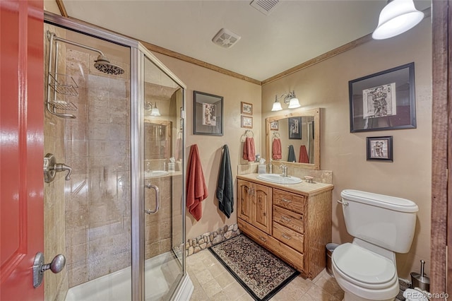 12850 County Road 261k, Nathrop, CO 81236 - full bathroom with vanity, a stall shower, and crown molding