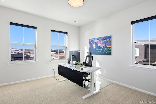 office area with light colored carpet