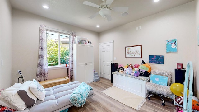 1246 Highland Pl, Erie, CO 80516 - bedroom featuring light wood-style flooring, recessed lighting, and ceiling fan