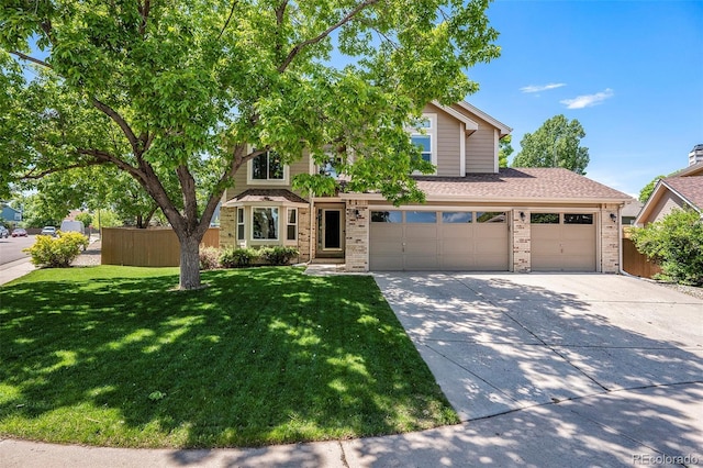 9673 Pinebrook St, Highlands Ranch, CO 80130 - view of front of property featuring concrete driveway, brick siding, and an attached garage