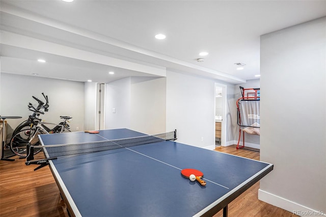 9673 Pinebrook St, Highlands Ranch, CO 80130 - game room with recessed lighting, baseboards, and wood finished floors