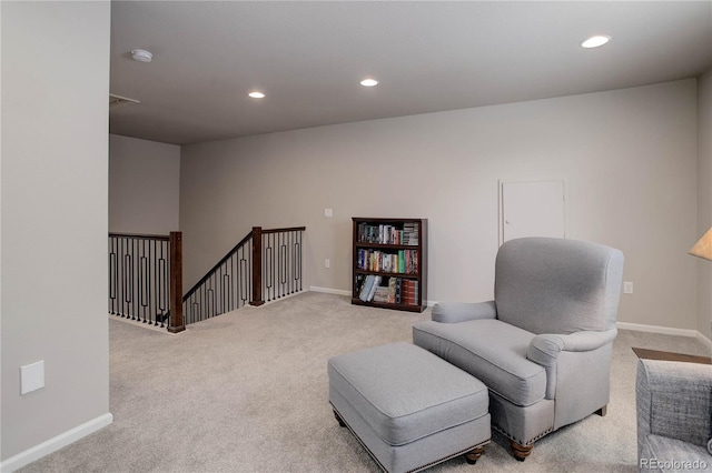 6330 Lythmore Grv, Colorado Springs, CO 80927 - sitting room featuring an upstairs landing, carpet, baseboards, and recessed lighting