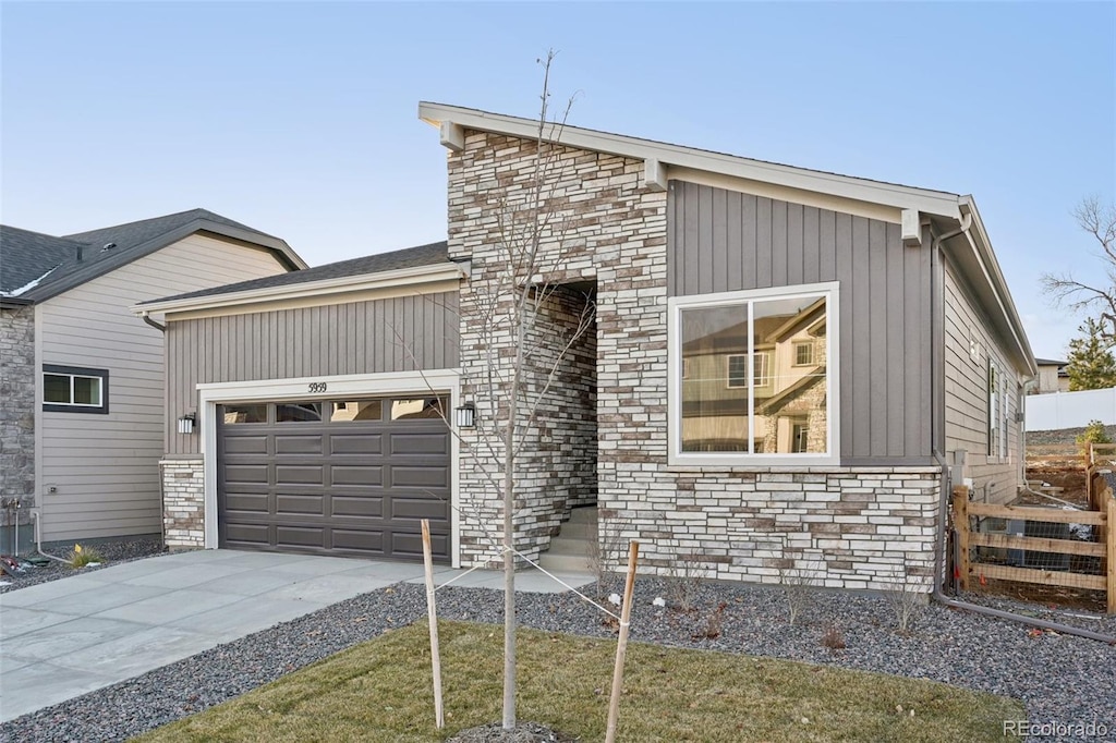 contemporary home featuring a garage