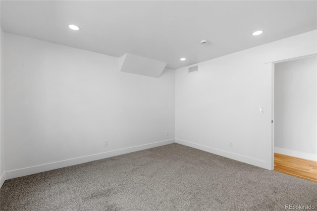 3725 N Franklin St, Denver, CO 80205 - unfurnished room featuring carpet flooring, baseboards, visible vents, and recessed lighting