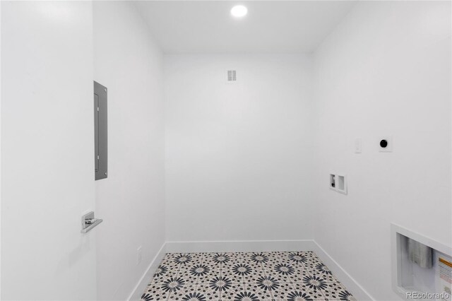 3725 N Franklin St, Denver, CO 80205 - laundry area featuring laundry area, hookup for an electric dryer, hookup for a washing machine, visible vents, and baseboards