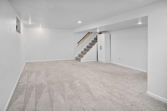 6353 W 78th Ave, Arvada, CO 80003 - finished below grade area featuring carpet floors, stairs, and recessed lighting