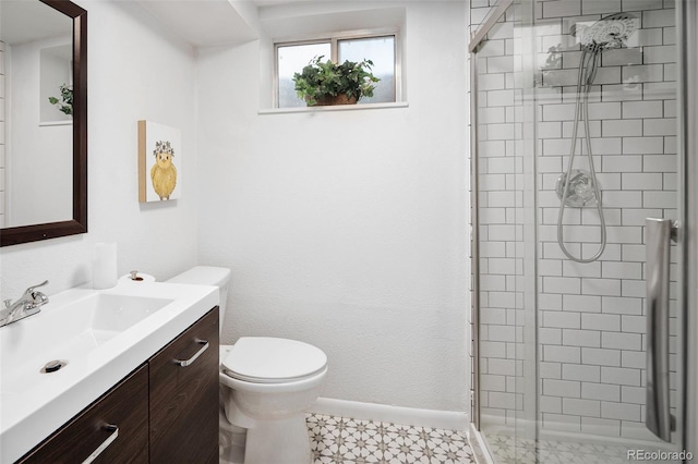 6353 W 78th Ave, Arvada, CO 80003 - bathroom with vanity, a shower stall, and tile patterned floors
