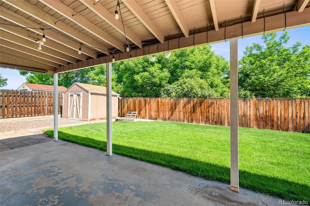 6353 W 78th Ave, Arvada, CO 80003 - fenced backyard featuring a patio area and a shed