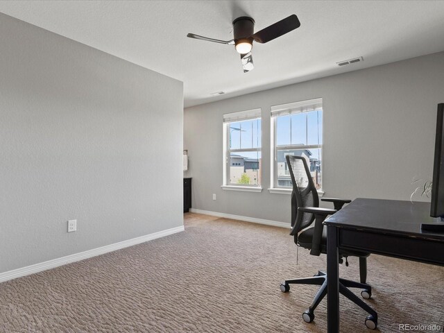 5439 Verbena St, Denver, CO 80238 - carpeted office with a ceiling fan and baseboards