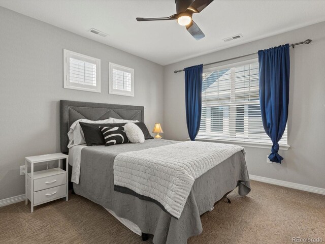 5439 Verbena St, Denver, CO 80238 - carpeted bedroom featuring multiple windows, baseboards, and a ceiling fan