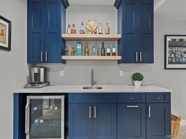 5439 Verbena St, Denver, CO 80238 - indoor wet bar featuring beverage cooler