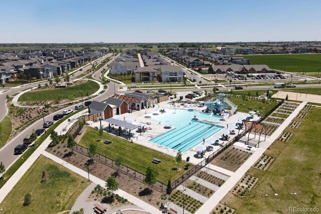 5439 Verbena St, Denver, CO 80238 - aerial view of residential area with a pool