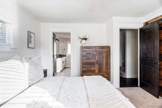 bedroom with ornamental molding