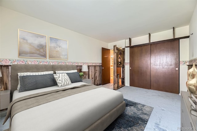 carpeted bedroom with a closet