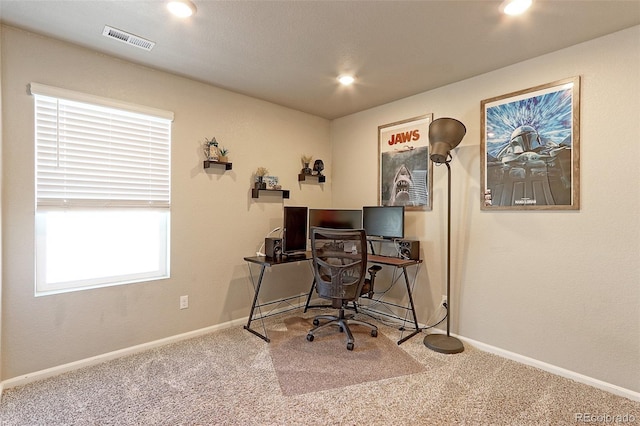 5154 Bittercress Rd, Brighton, CO 80640 - office area with carpet flooring, recessed lighting, and baseboards