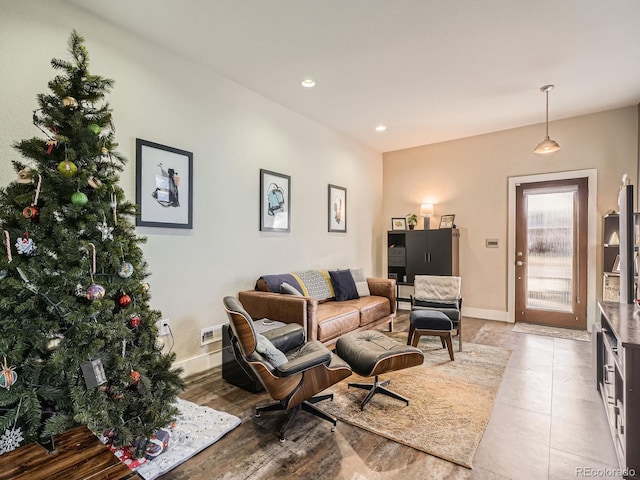 view of tiled living room