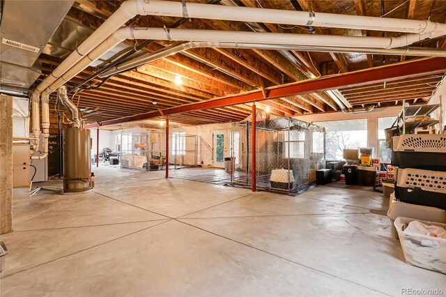 basement with gas water heater