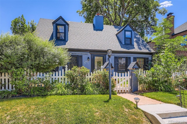 824 S Medea Way, Denver, CO 80209 - view of front of house with a fenced front yard and a chimney