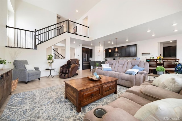 living room featuring light hardwood / wood-style flooring