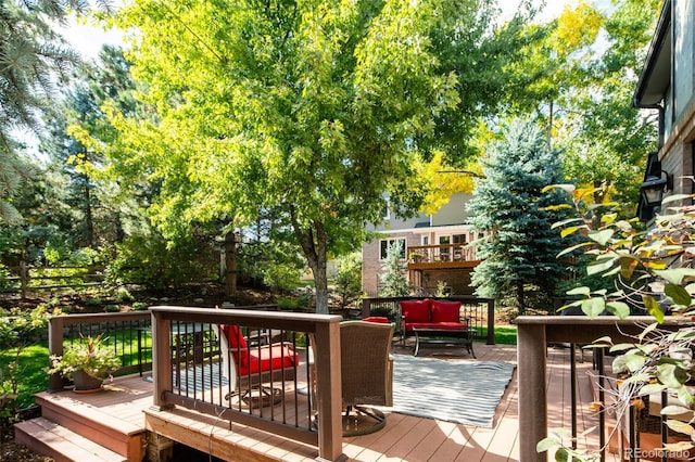 deck featuring an outdoor living space