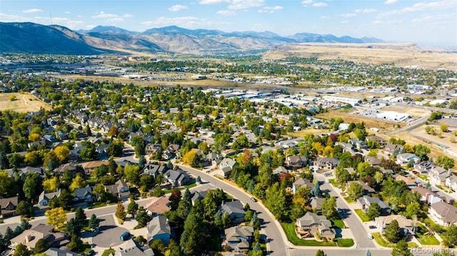 aerial view with a residential view and a mountain view