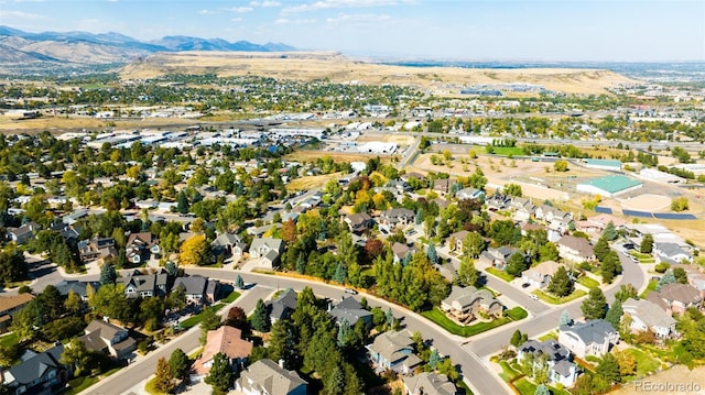 aerial view with a residential view and a mountain view