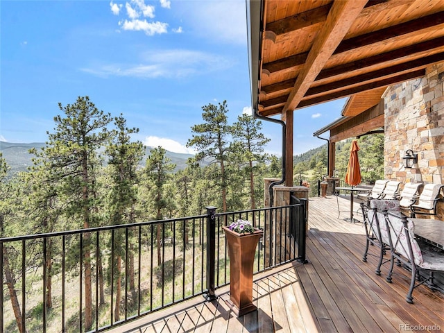 deck with a mountain view