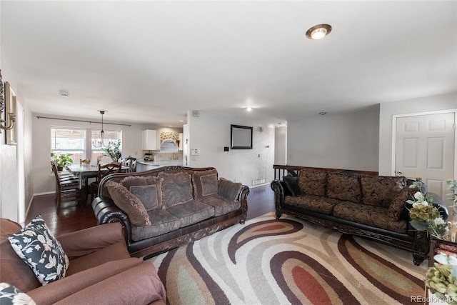 living room featuring hardwood / wood-style flooring