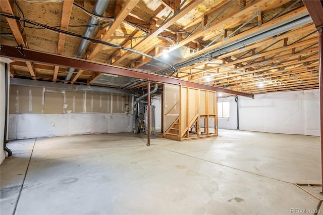 basement with water heater