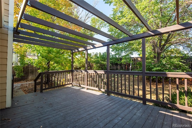 wooden terrace featuring a pergola