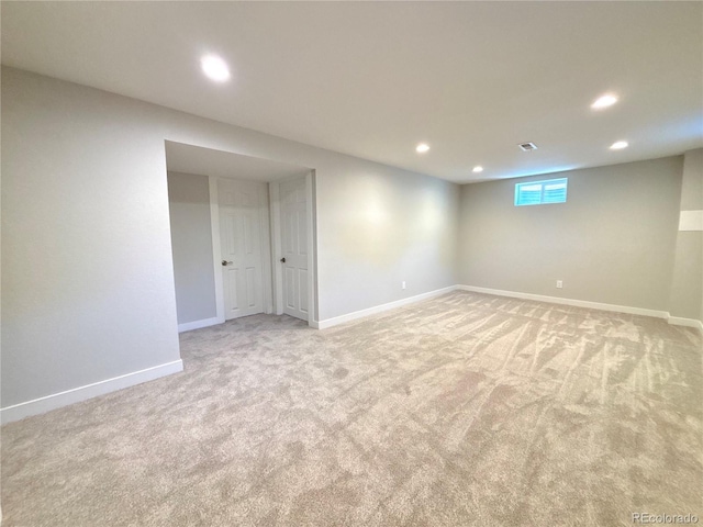 8239 Nola Dr, Denver, CO 80221 - basement with light colored carpet and recessed lighting