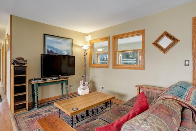 living room with wood finished floors