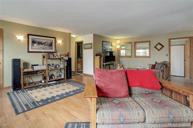 living area with wood finished floors
