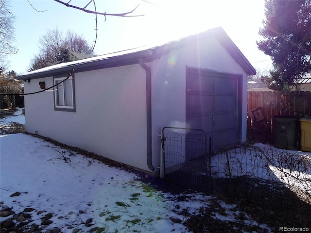 exterior space with a garage