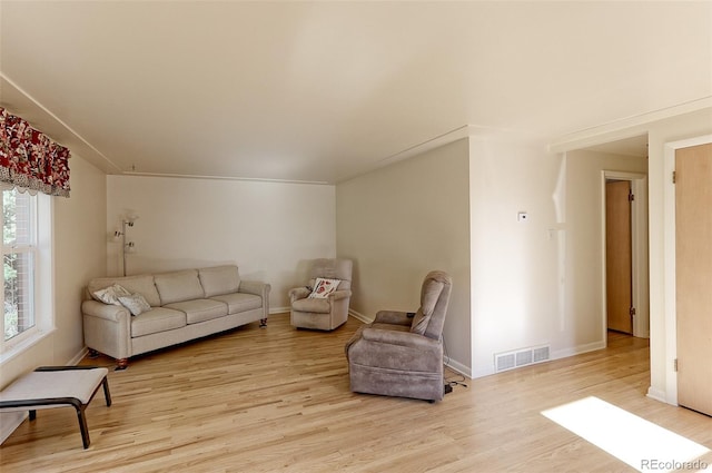 living room featuring light wood-type flooring