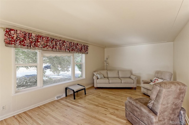 living room with hardwood / wood-style floors