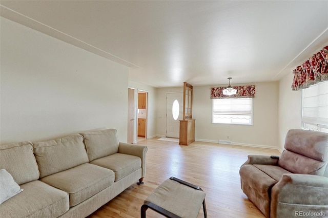 living room featuring light hardwood / wood-style flooring