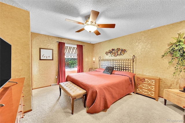 12348 Elizabeth Ct, Thornton, CO 80241 - bedroom featuring carpet, a textured ceiling, a ceiling fan, and baseboards