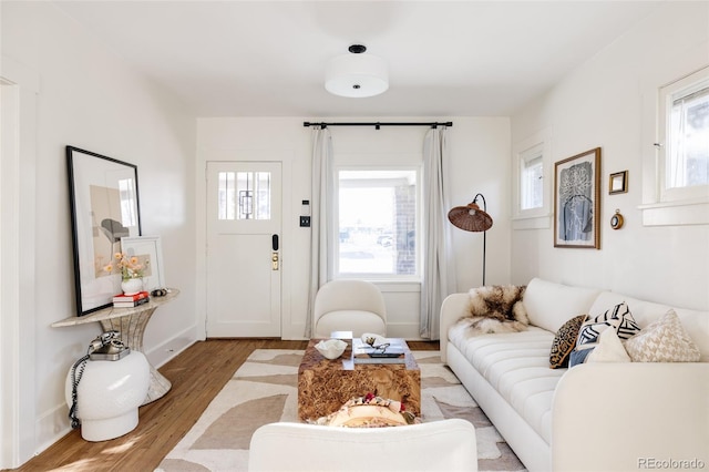 living room featuring light hardwood / wood-style floors