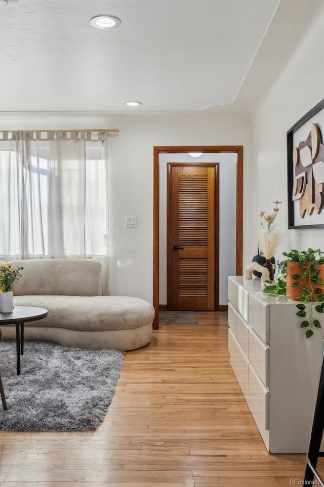 living room featuring light wood-type flooring