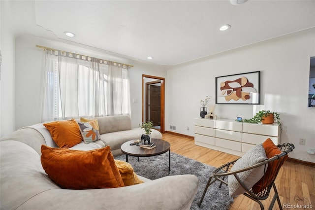 living room featuring light hardwood / wood-style flooring