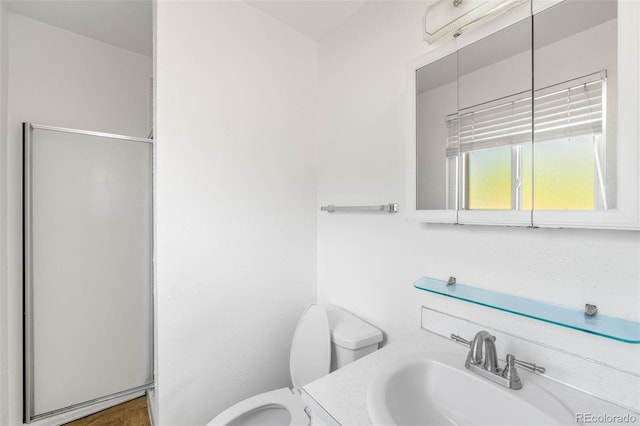 6953 Ingalls St, Arvada, CO 80003 - bathroom with toilet, vanity, and a shower