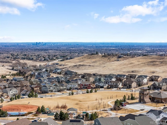 bird's eye view with a residential view