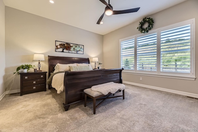 5668 Shadescale Way, Castle Rock, CO 80104 - carpeted bedroom with a ceiling fan and recessed lighting