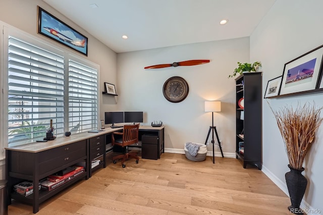 5668 Shadescale Way, Castle Rock, CO 80104 - office area featuring light wood-style flooring and recessed lighting