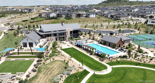 5668 Shadescale Way, Castle Rock, CO 80104 - aerial view of residential area with a pool area