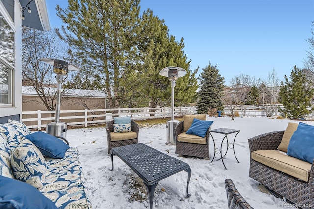 view of snow covered patio