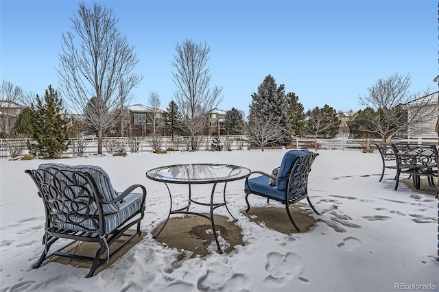 view of yard covered in snow