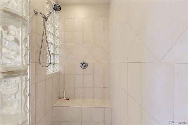 bathroom with a tile shower