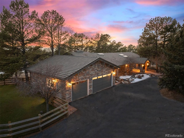 view of front of house featuring a garage